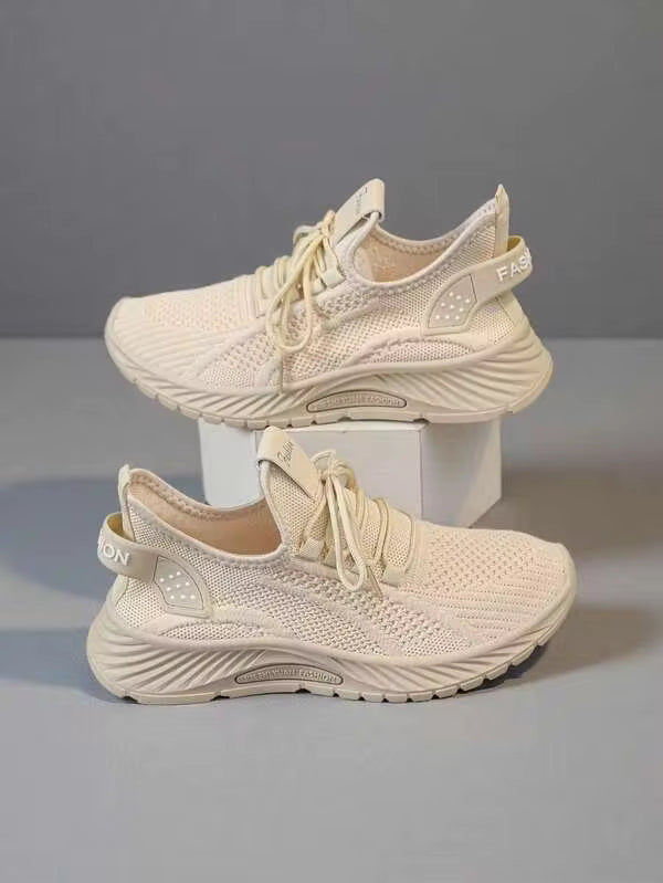 2025 Women Casual Sports Shoes, Solid Lace-Up Slip-Ons, Wear-Resistant EVA Insole. Light Tennis Sneakers For Workout, Hiking, Autumn Winter Wear